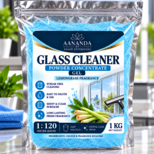 AANANDA Glass Cleaner Powder Concentrate Gel 1 KG – 1:120 Dilution Ratio | Lemongrass Fragrance