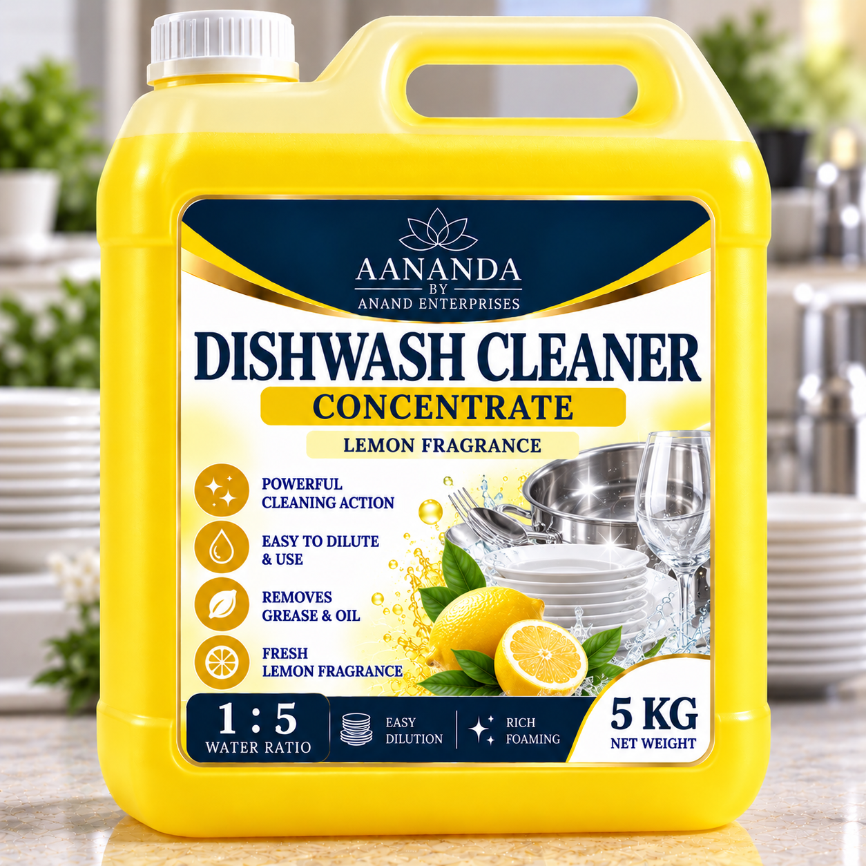 Dishwash Cleaner Liquid Concentrate 5 KG – 1:5 Dilution Ratio
